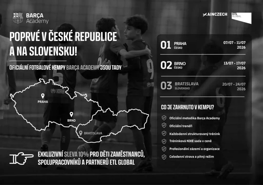 Barça Academy Camps se slevou pro členy ETL GLOBAL Czech Republic